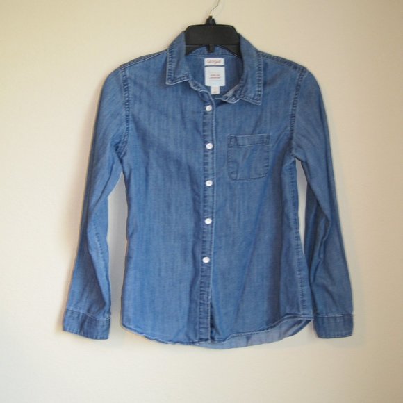 Cat & Jack Other - Cat & Jack Girls Light Blue Denim Button-Down Shirt